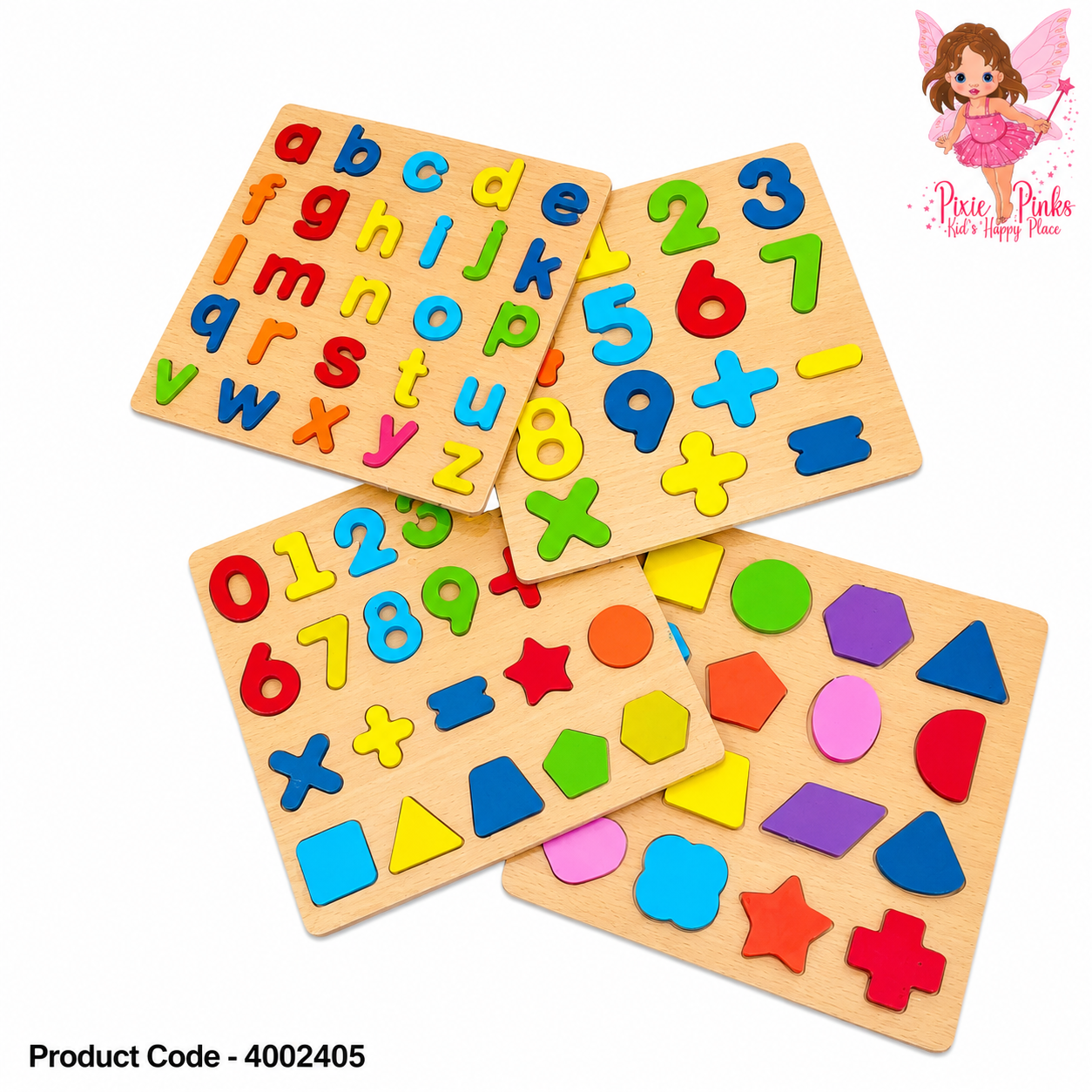Kids Wooden Educational Puzzle Set – Alphabet, Numbers & Shapes Learning Board for Preschool Early Learning and Skill Development