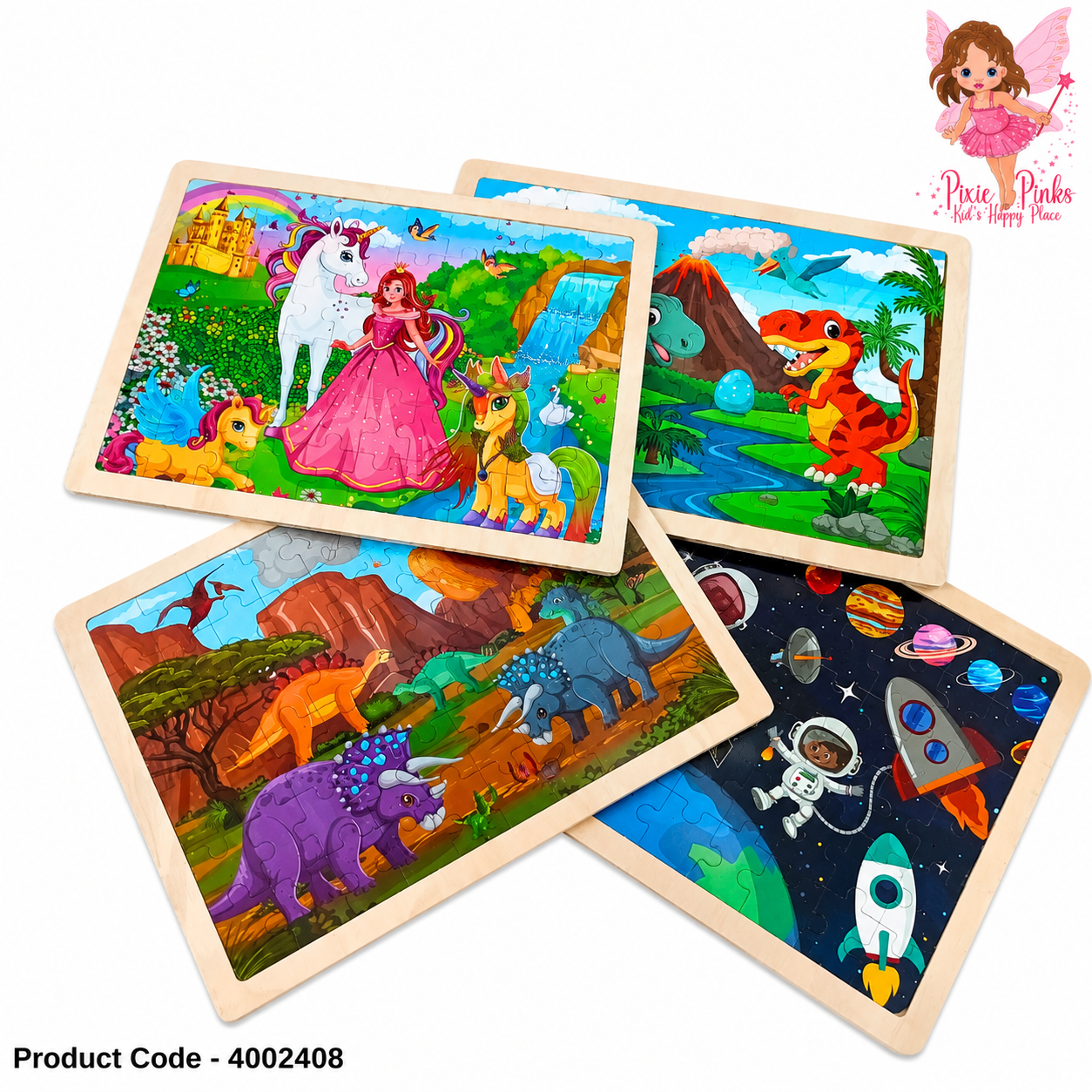 Medium Level Wooden Jigsaw Puzzle for Kids – Educational Adventure, Space, Dinosaur & Fantasy Learning Puzzle Board