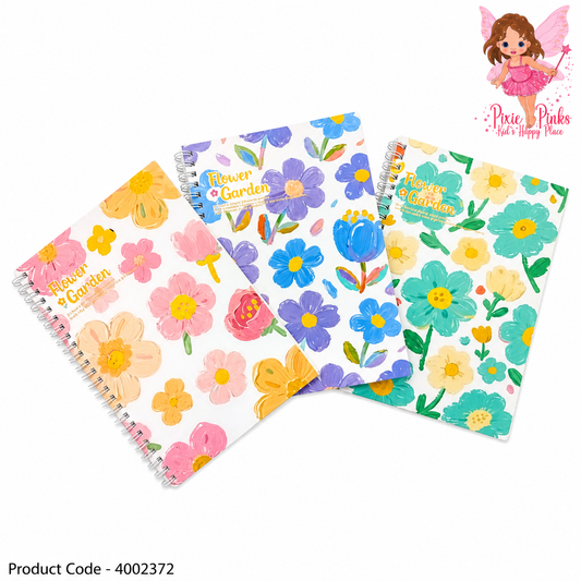 Cute Floral Spiral Notebook – Flower Garden Notebook for Girls, Students, Journaling, School Notes & Creative Writing