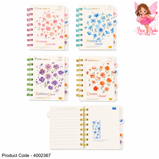 Dreamy Floral Spiral Notebook – Elegant Flower Design Journal for Notes, School, Study & Daily Writing