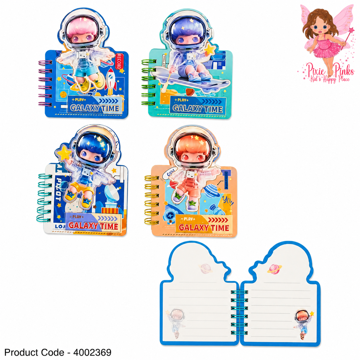 Galaxy Time Astronaut Spiral Notebook – Cute Space Theme Mini Notebook for Kids, School Notes, Journaling & Doodles