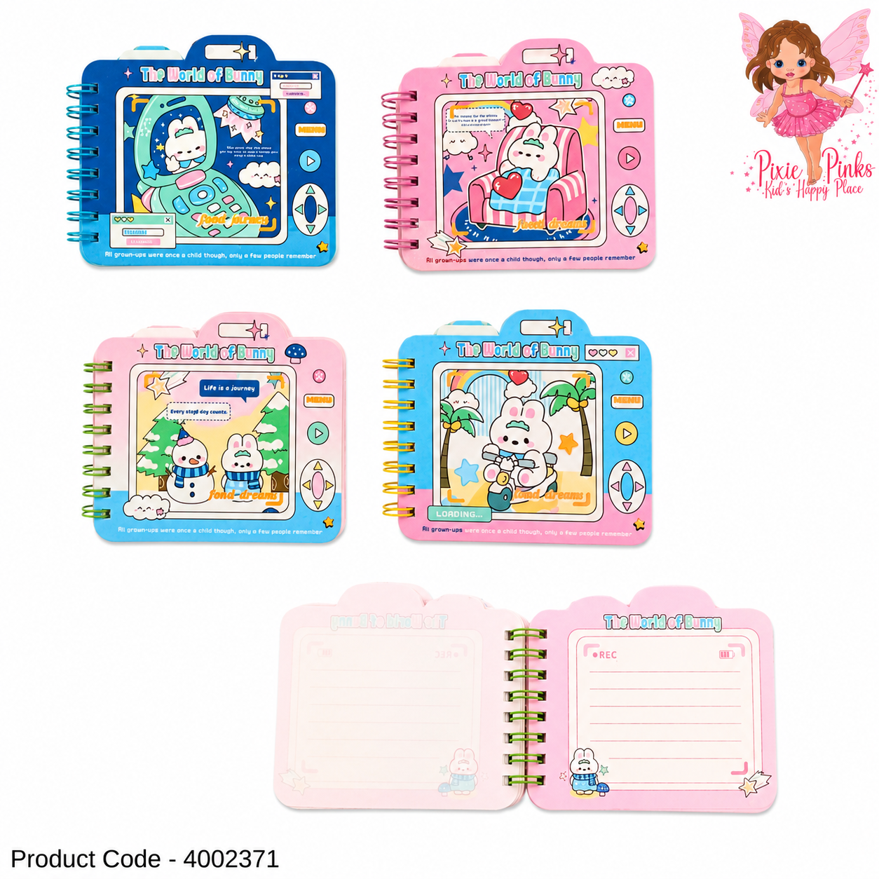 The World of Bunny Spiral Notebook – Cute Bunny Cartoon Mini Notebook for Kids, School Notes, Journaling & Creative Writing