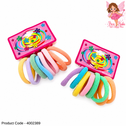 8-Piece Colorful Hair Bands Set for Girls – Soft Stretch Ponytail Holders | Rainbow Elastic Hair Ties for Kids