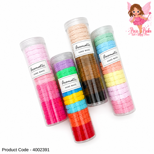 Colorful Soft Hair Bands Set for Girls – Stretch Elastic Ponytail Holders in Storage Tube | Multi-Color Hair Accessories