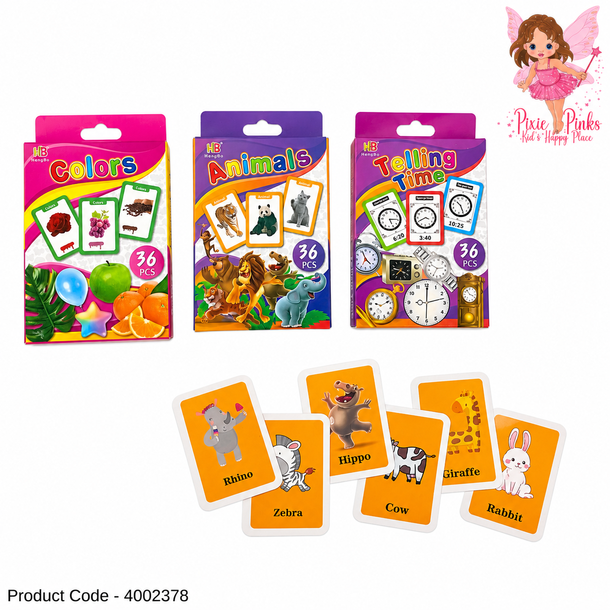 36 PCS Educational Pocket Flash Cards for Kids – Colors, Animals & Telling Time Learning Cards for Preschool, Kindergarten & Early Learning