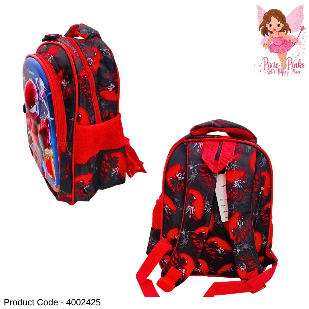 Embossed Spider Hero Printed Boys Backpack – High Quality Nursery & Toddler School Bag with 2 Compartments, Side Pockets & Lightweight Design