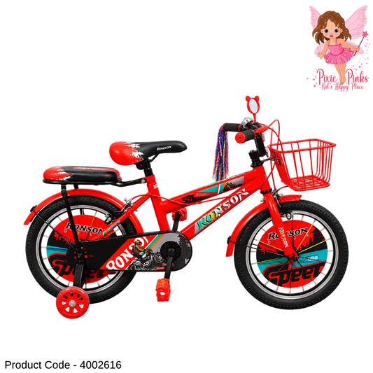 Ronson Speed New Green Kids Bicycle – 12", 16" & 20" BMX Bike with Rear Seat, Double-Wall Alloy Rims, Training Wheels, Steel Basket & Accessories | 1-Year Warranty