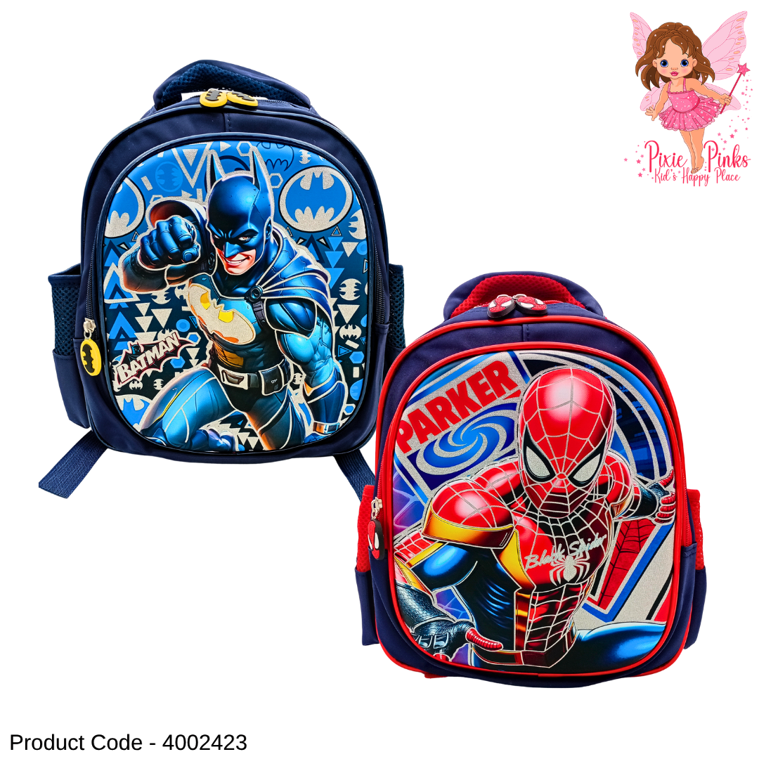 High Quality Embossed Super Hero Boys Backpack – Shiny 3D Nursery & Toddler School Bag with 2 Compartments & Side Pockets | Lightweight Preschool Backpack