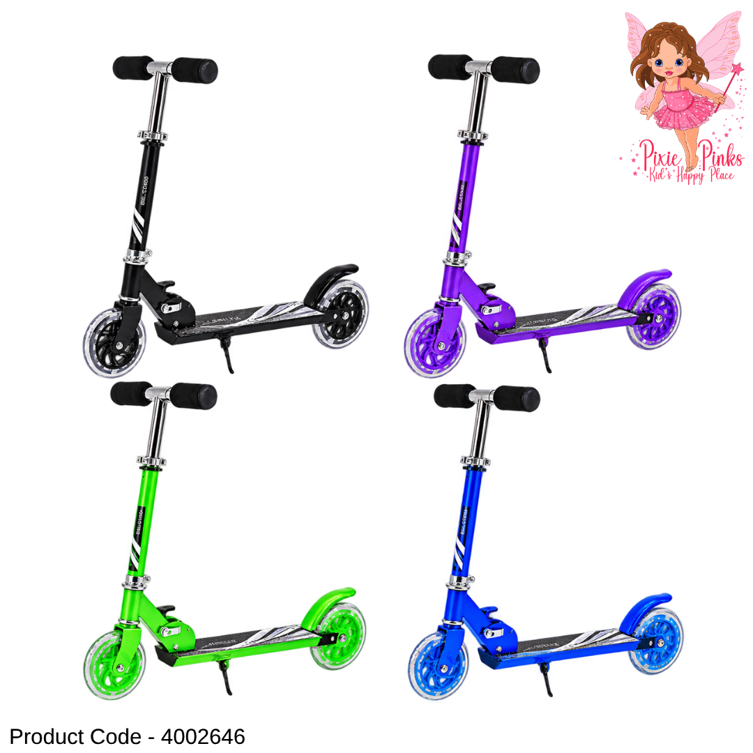 1Pc Kids Kick Scooter with Music – Colourful 2-Wheel Scooter for Boys & Girls – Black, Purple, Green & Blue