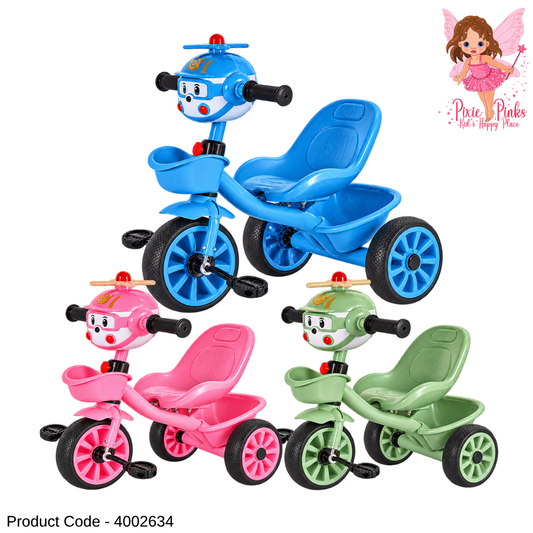 1Pc Kids MyCutie Tricycle with Music & Lights – Cute 3-Wheel Pedal Tricycle for Toddlers – Pink, Green & Blue