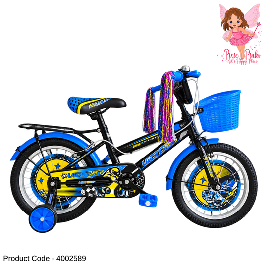 Ronson Victory Blue BMX 16-Inch Kids Bicycle – Alloy Rims, Training Wheels, Basket & Mirror