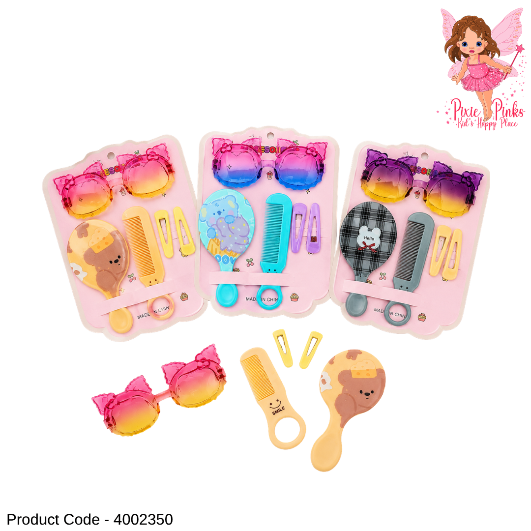 Girls Fashion Cat Sunglasses & Hair Accessories Set – Kids Sunglass, Mirror, Comb & Hair Clips Gift Set