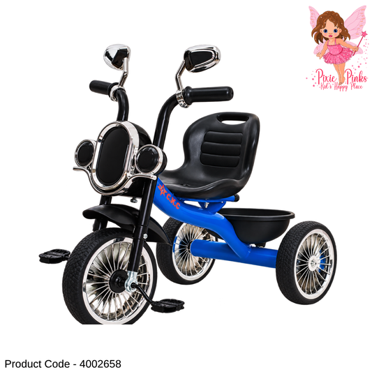 Kids Smarty Tricycle with Music, Lights & Side Mirrors – Comfortable 3-Wheel Ride-On Bike | Red, Blue & Pink
