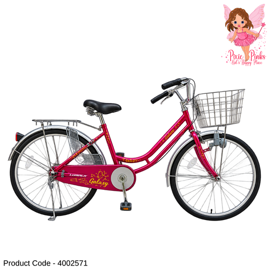 Lumala Galaxy 26-Inch Ladies Bicycle – Single Speed, Aluminium Rims, Drum Brakes, Basket & Saree Guard