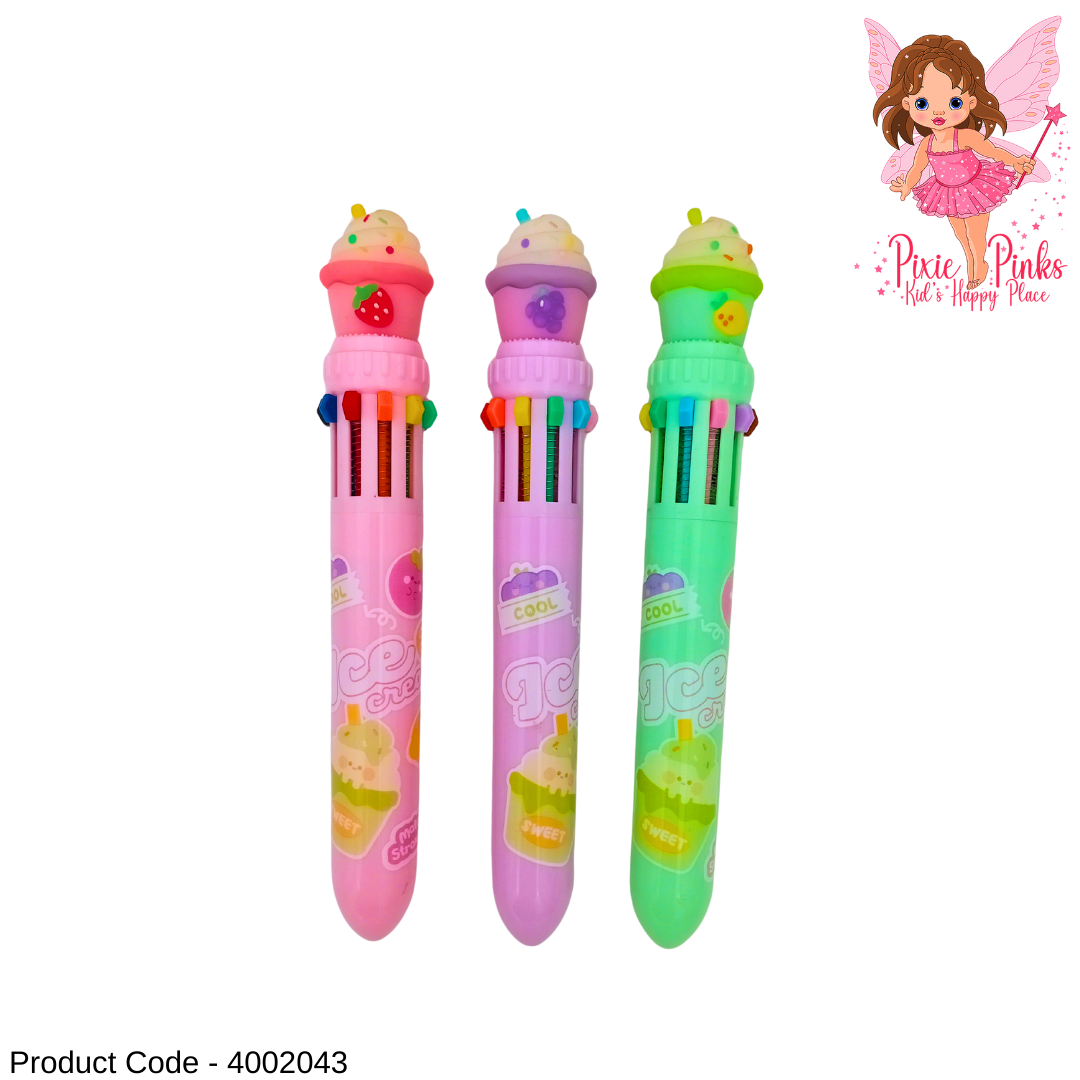 10 Colour Sweet Cupcake Pen | Cute Multi-Colour Pen for Kids & Students