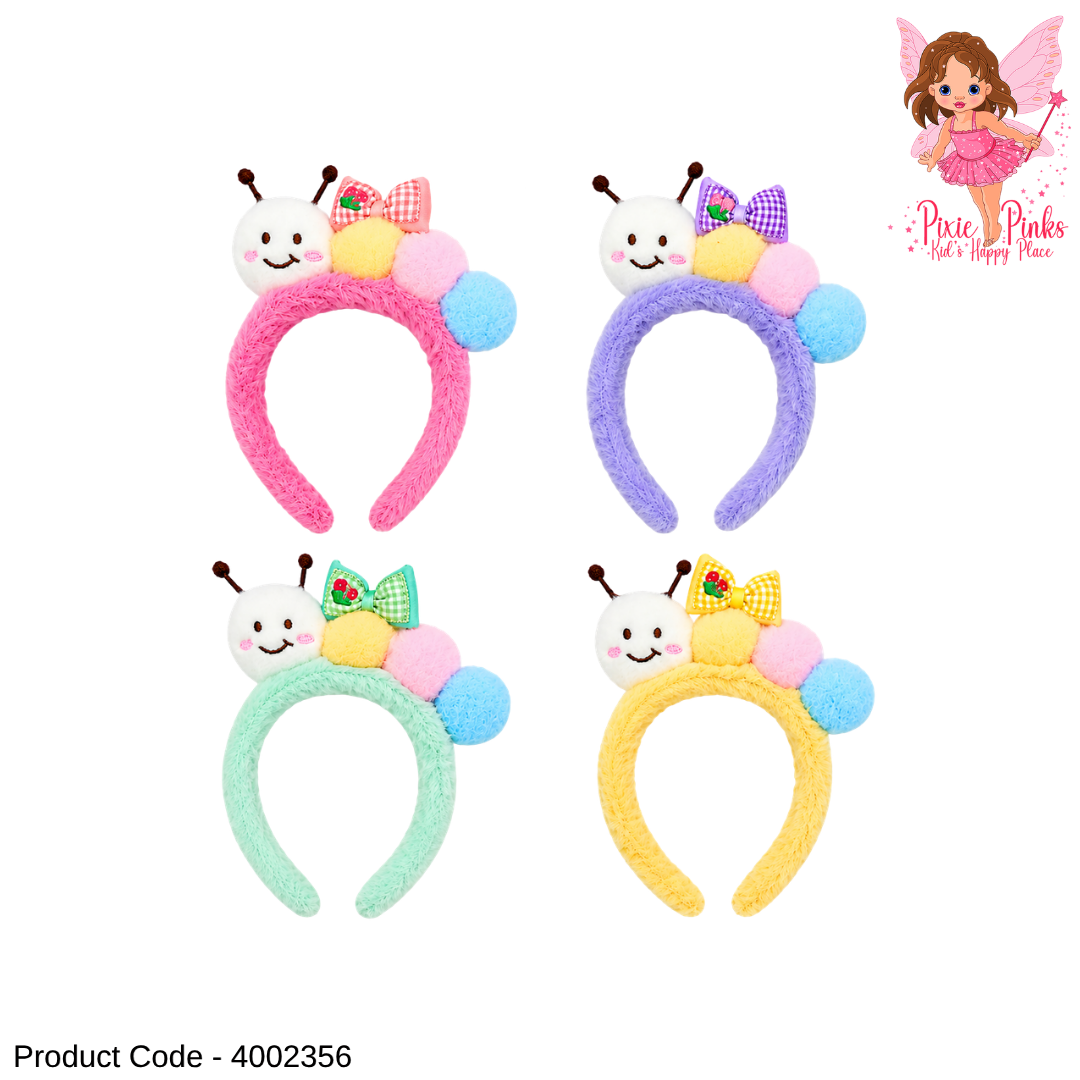 1Pc Cute Caterpillar Plush Hair Band – Soft Cartoon Headband for Girls, Kids Hair Accessory