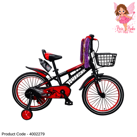 Tomahawk Red BMX Panther Bicycle 16” / 20” Kids Bike with Training Wheels, Front Basket, Alloy Rims & Water Bottle