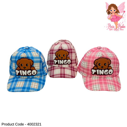 Kids Tingo Puppy Cap – Cute Bear Puppy Printed Checkered Baseball Cap for Boys &amp; Girls | Stylish Sun Protection Hat