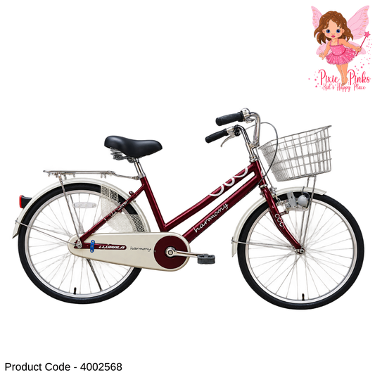 Lumala Harmony CP 24-Inch Ladies Bicycle – CRC Frame, Aluminium Rims, Drum Brakes, Basket & Saree Guard