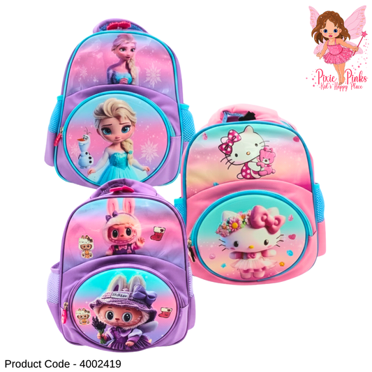 Girls Embossed Nursery Backpack – Cute Toddler School Bag with 2 Compartments & Side Pockets | Lightweight Preschool Backpack for Girls