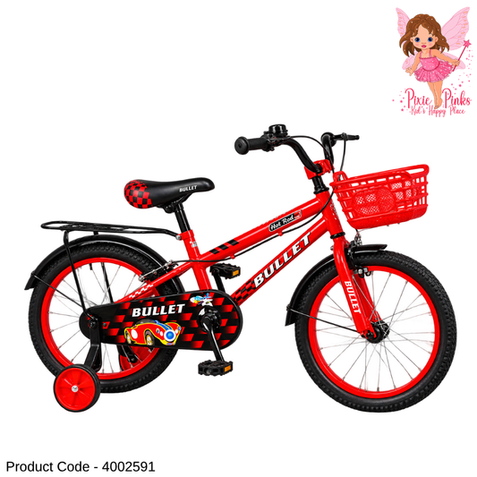 Ronson Bullet Red BMX 12-Inch Kids Bicycle – Steel Rims, Training Wheels, Front Basket & Bell