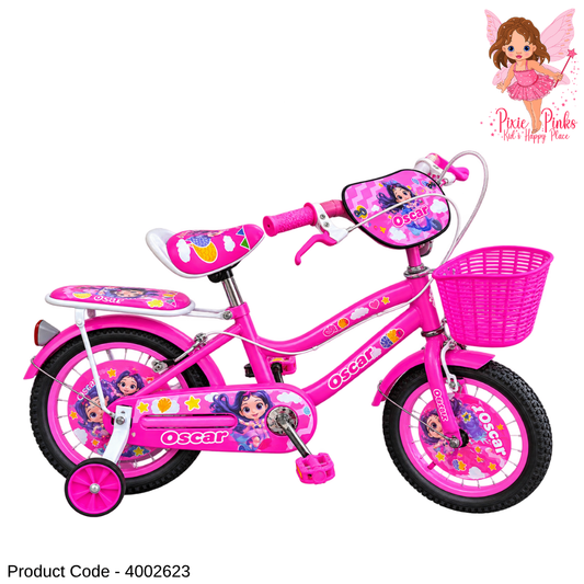 Tomahawk BMX Oscar Girls Bicycle 16" / 20" – Pink Kids Bicycle with Front Basket, Rear Carrier & Guide Wheels