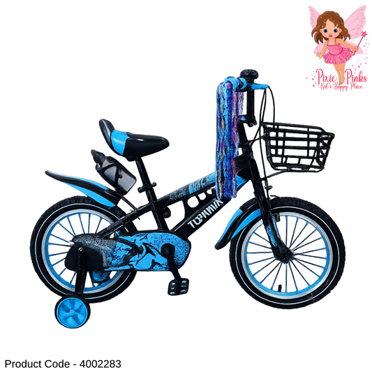 Tomahawk Blue BMX Panther Bicycle 16” / 20” Kids Bike with Training Wheels, Front Basket, Alloy Rims & Water Bottle