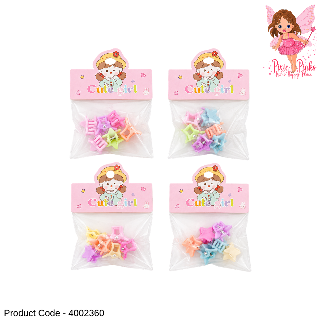 Fairy Pastel Star Hair Clips Pack for Girls – Cute Mini Star Hair Claw Clips, Colourful Kids Hair Accessories Set