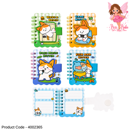 Mini Spiral Kitten Notebook – Cute Pocket Notebook for Kids, Cartoon Cat Memo Book with Spiral Binding