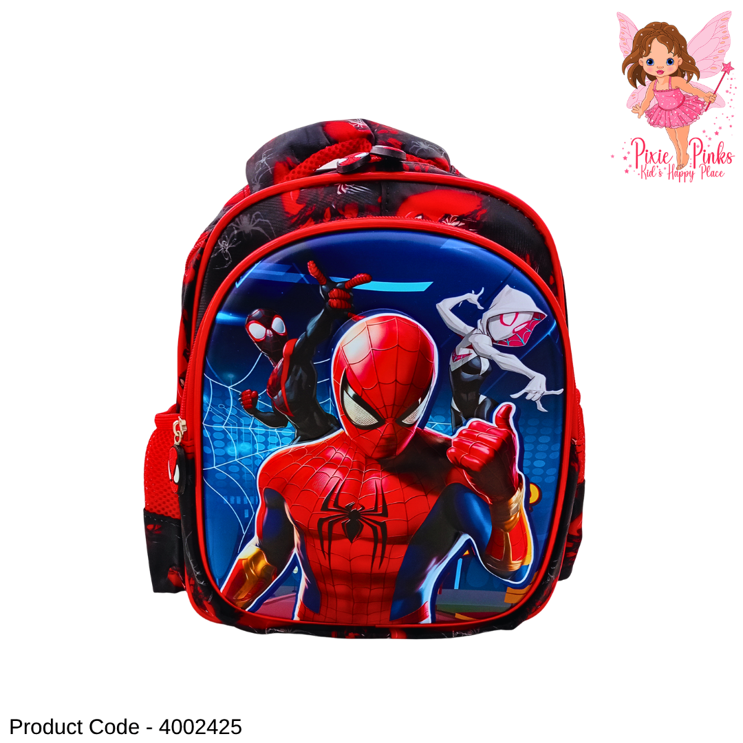 Embossed Spider Hero Printed Boys Backpack – High Quality Nursery & Toddler School Bag with 2 Compartments, Side Pockets & Lightweight Design