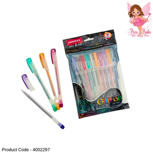 10 Colour Glitter Gel Pen Set – Kids Sparkle Coloring Pens for Cards, Crafts & Tattoos