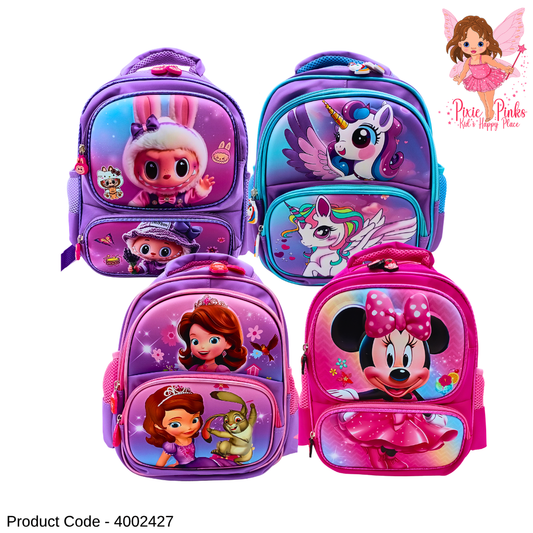 Matte Girls Backpack – Premium Nursery & Grade 1 School Bag with 3 Compartments, Side Pockets & High Quality Lightweight Design