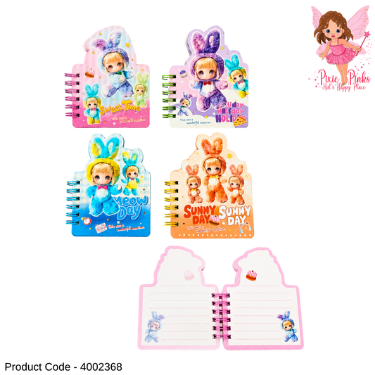 Rabbit Girl Mini Spiral Notebook – Cute Bunny Character Pocket Notebook for Kids, School Notes, Journaling & Doodles