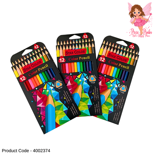 12 Color Triangle Color Pencil Set for Kids – Premium Colored Pencils for Drawing, Coloring, School Art & Creative Activities