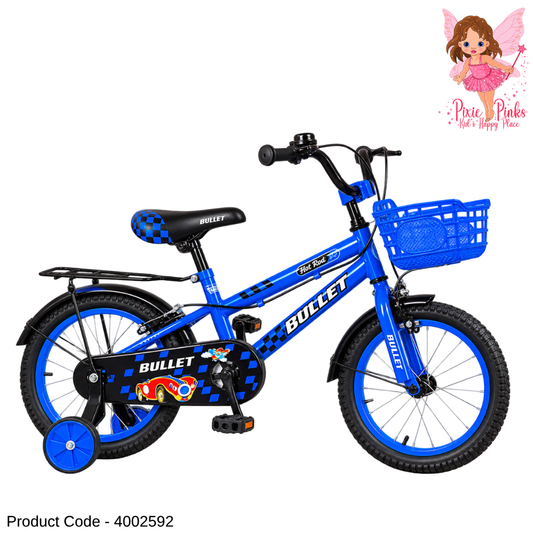 Ronson Bullet Blue BMX 12-Inch Kids Bicycle – Steel Rims, Training Wheels, Front Basket & Bell