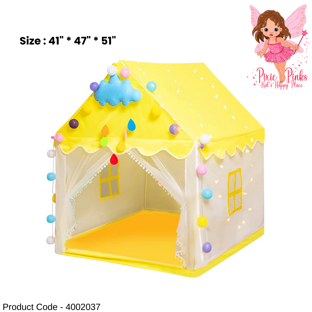 Kids Yellow Play Tent House – Cute Indoor Play Tent for Kids (41″ × 47″ × 51″)