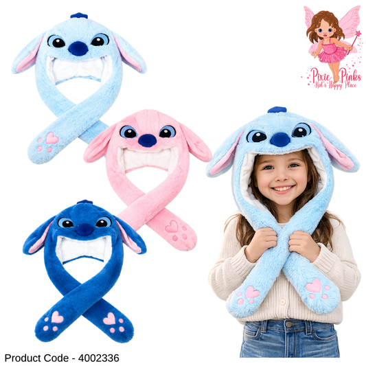 Kids Plush Bunny Ear Shaking Hat – Cute Cartoon Winter Hood Scarf for Boys & Girls