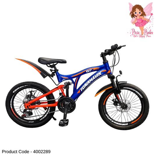 Tomahawk Blue MTB XL GT-3 Kids Mountain Bicycle 20” | 18 Speed, Dual Disc Brakes, Dual Suspension, Dual Shock, Double Wall Rims (0)