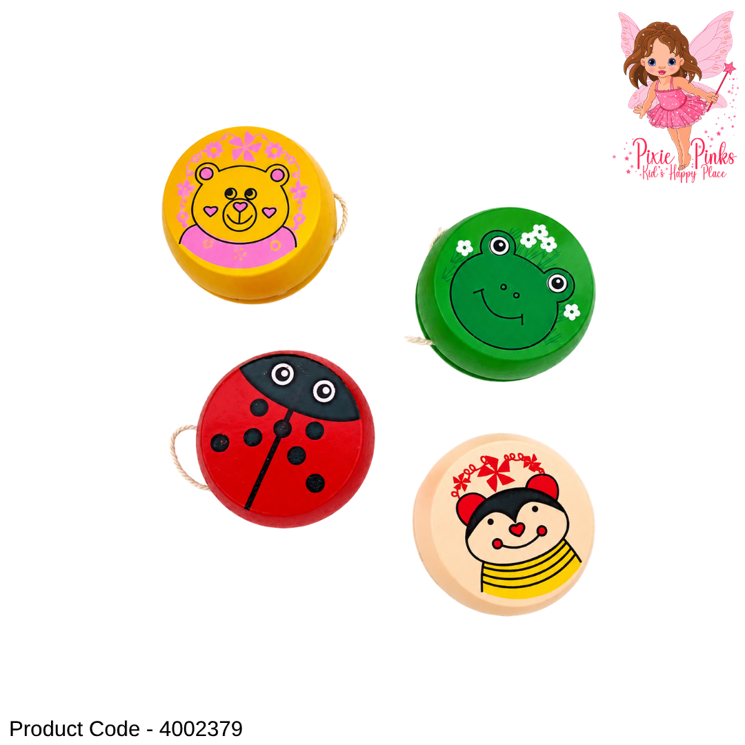 Wooden Yo-Yo Toy for Kids – Classic String Skill Toy with Cute Animal Designs | Educational Hand-Eye Coordination Toy