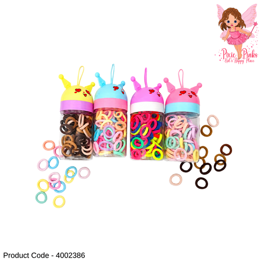 Colorful Mini Hair Bands Bottle for Girls – Soft Elastic Hair Ties Set in Cute Storage Container | Kids Hair Accessories