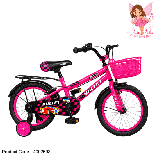 Ronson Bullet Pink BMX 12-Inch Kids Bicycle – Steel Rims, Training Wheels, Front Basket & Bell