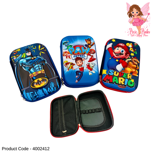 Kids Large Embossed Pencil Case – Hard Shell School Stationery Organizer with Multiple Compartments