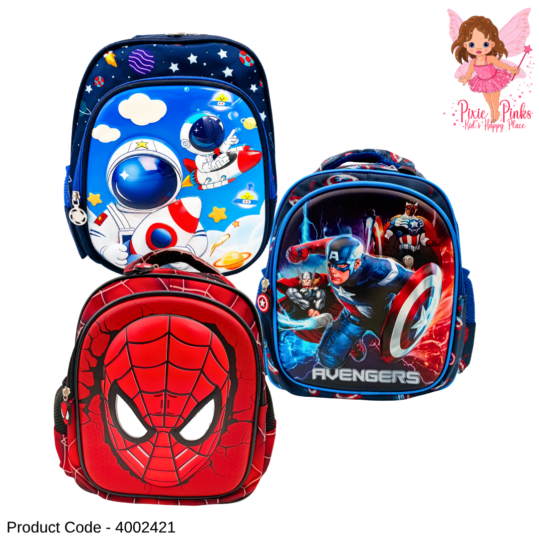 Little Hero Boys Embossed Nursery Backpack – Toddler School Bag with 2 Compartments & Side Pockets | Lightweight Preschool Backpack for Boys