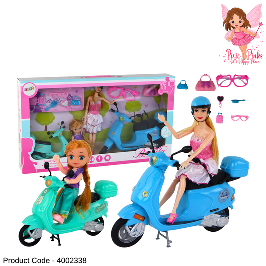 Beauty Barbie Doll Scooter Play Set for Kids – Fashion Motorcycle Toy Set with Accessories Age 3+