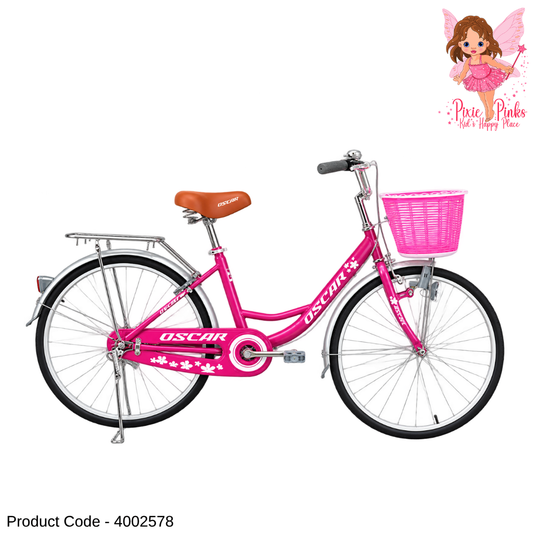 Tomahawk Oscar Ladies Pretty Pink 26-Inch Bicycle – Classic Women’s City Bike with Front Basket & 5-Year Warranty