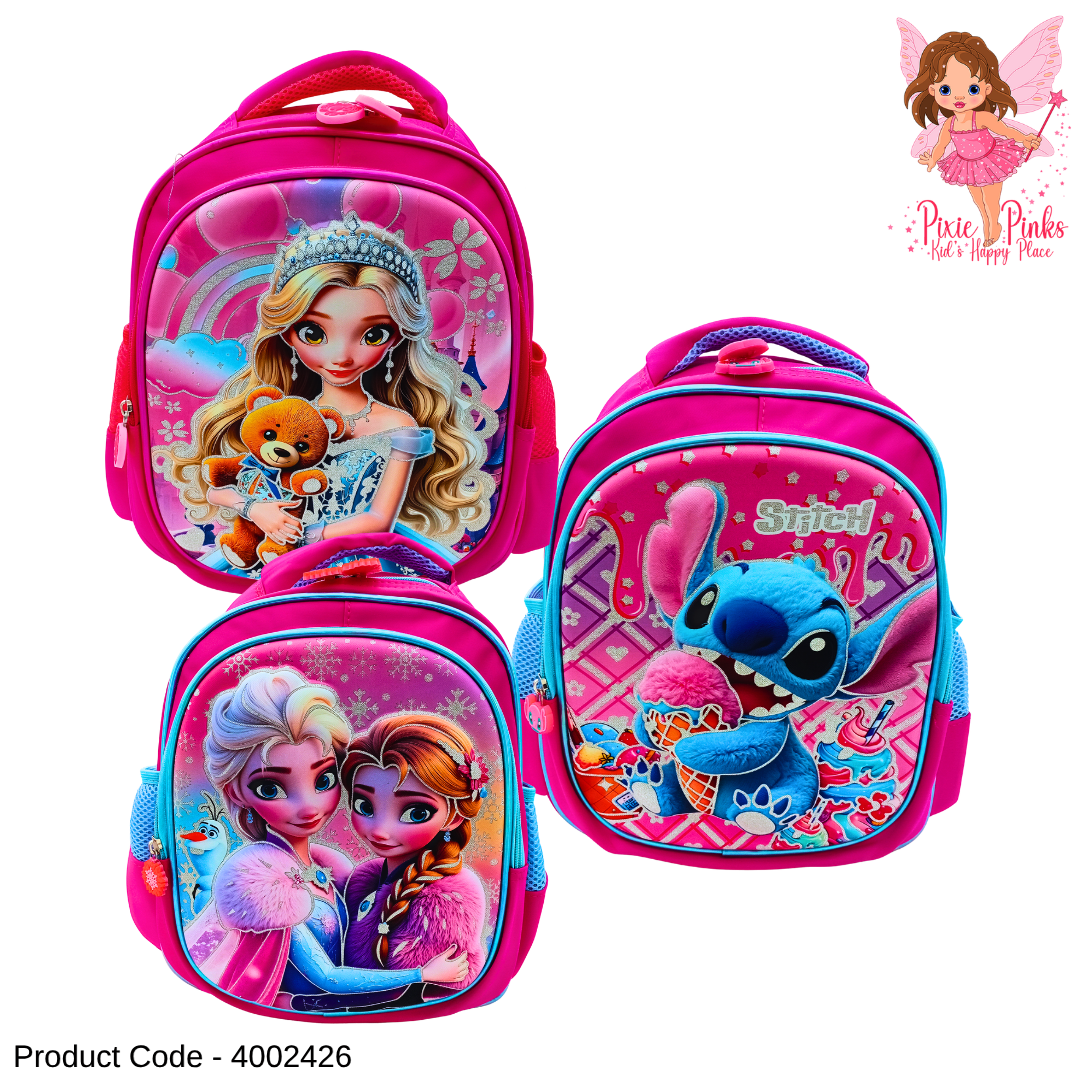 Matte Embossed Shiny Girls Backpack – Premium Nursery & Toddler School Bag with 2 Compartments, Side Pockets & High Quality Lightweight Design