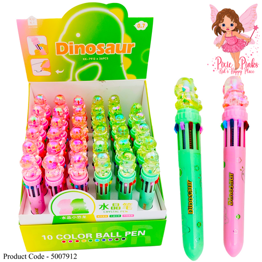 Crystal Dinosaur 10 Color Handwriting Pen