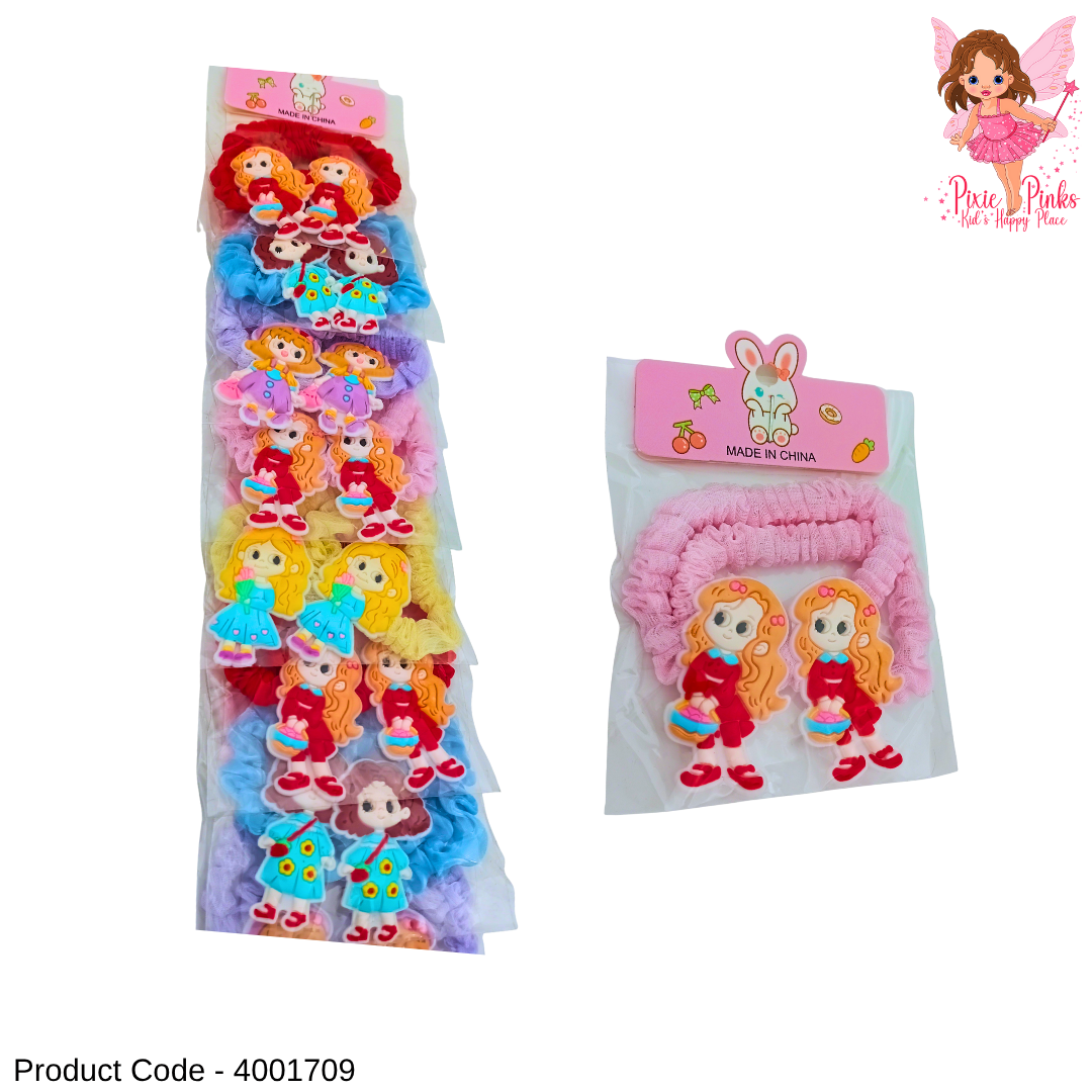 2 in 1 Cute Girly Themed Hair Bands Set – Adorable Kids Hair Accessories