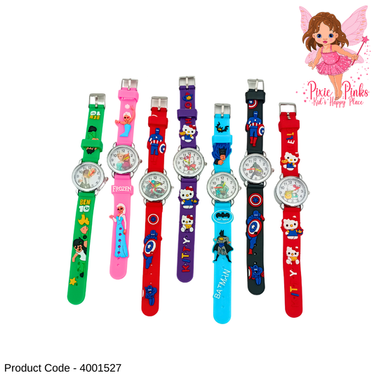 PixiePinks Character Inspired Kids Watches – Cartoon & Superhero Themes
