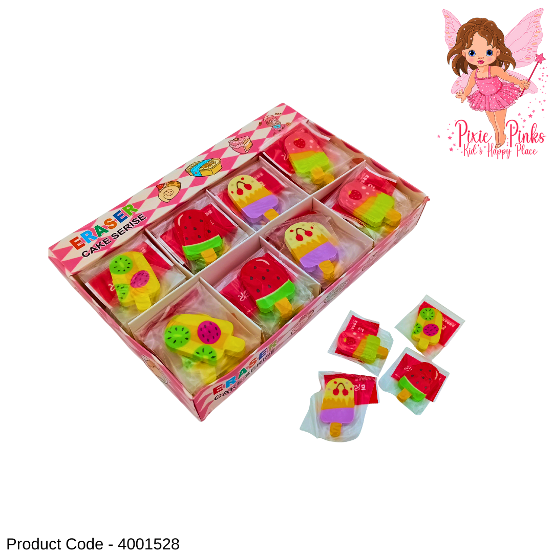 PixiePinks Popsicle Eraser – Cute Ice Cream Shape, Fun & Colorful Stationery for Kids